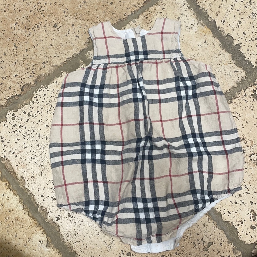 Burberry Beige Plaid Baby One-Piece Bodysuit